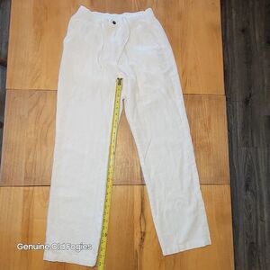 Cubavera White Linen-Blend Drawstring Pants
